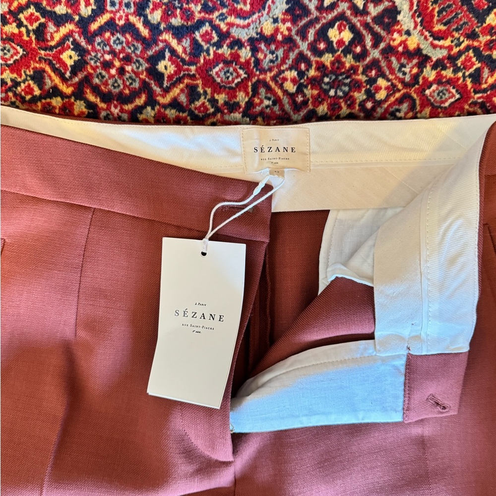 Sezane Martin Crop Trousers Hazelnut - Size 10 - Picture 3 of 5